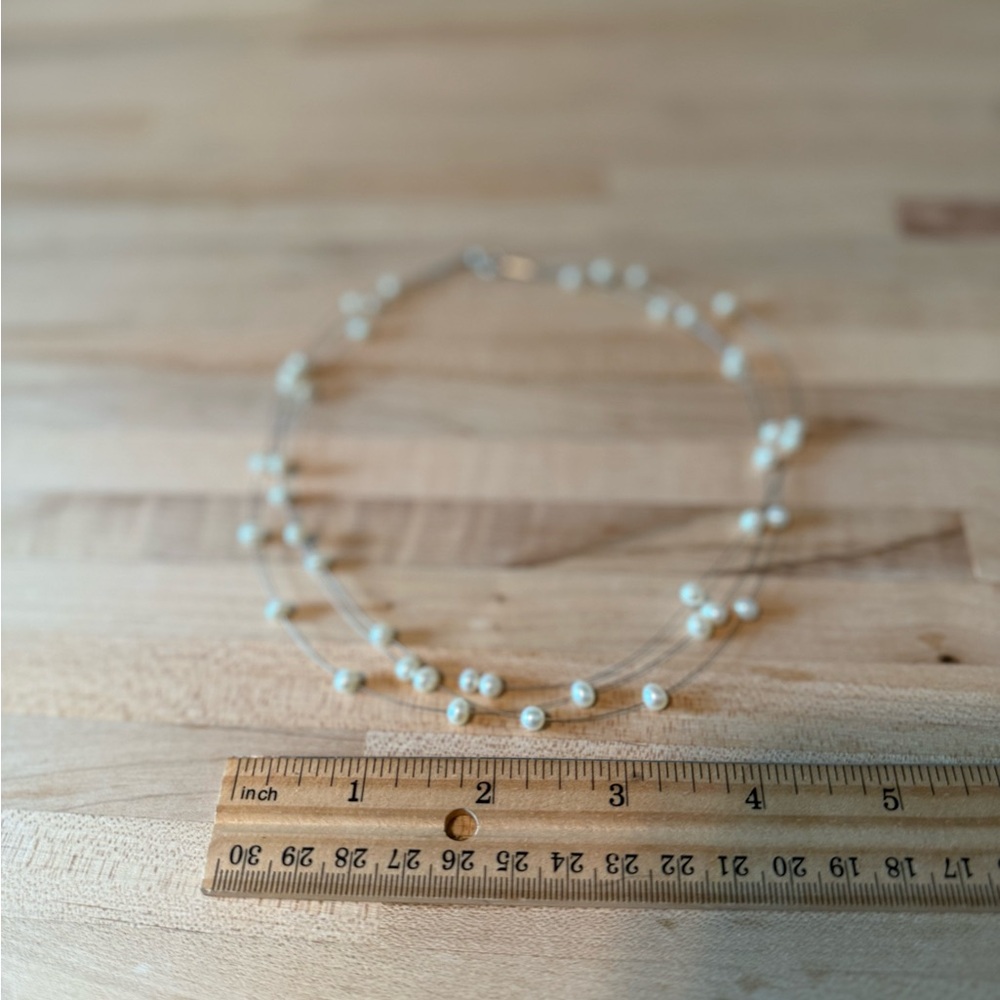 White Pearl Illusion Necklace - Picture 3 of 3